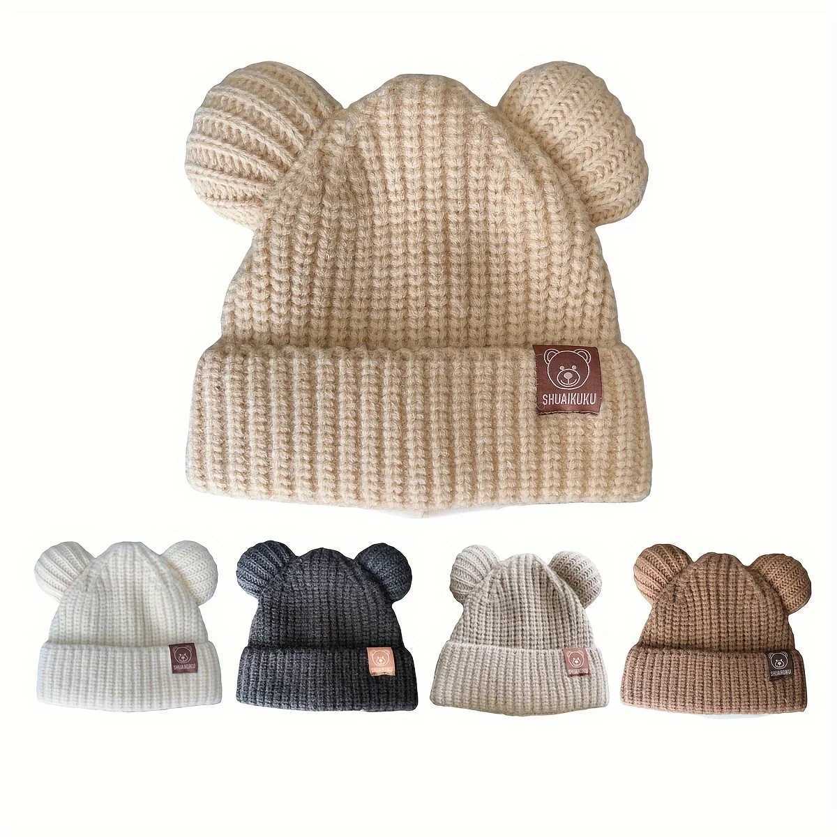 Kids Winter Beanie Hat with Ears 80 Acrylic 20 Polyester Lightweight Knit Fabric Fitted Urban Theme Buckle Closure Gift251028