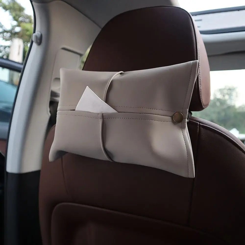 Car Tissue Box Leather Car Center Console Armrest Napkin Box Sun Visor Backseat Tissue Case Car mounted paper box tissue box 251029