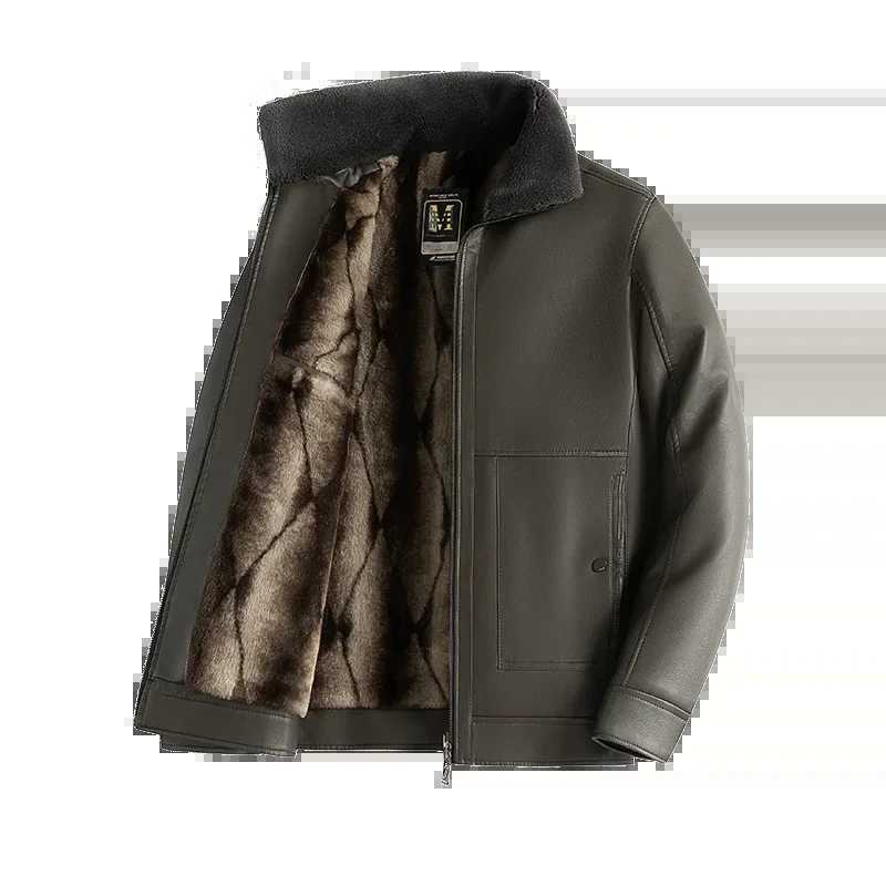 Plush and Thickened Mens Leather Jacket Removable Lining Jackets Man Motorcyclist Jacket Man Casual 2024 New in CoatsT251029