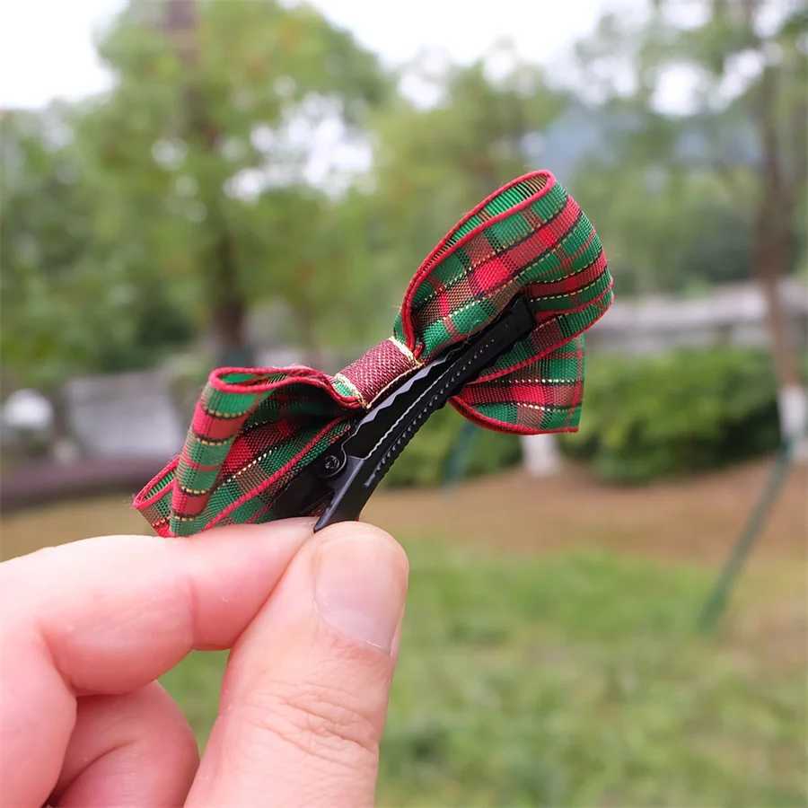 Christmas Plaid Hair Bow Clip For Girls Baby Kids Barrette Children Hair Accessories Butterfly Hairpin Fashion Headwear Top ClipW251028