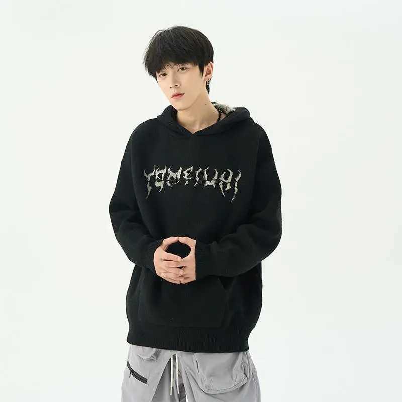 Slouchy hooded sweaters for men in winter American knitwear sweater port small crowd high street lovers sweater trend top J251029