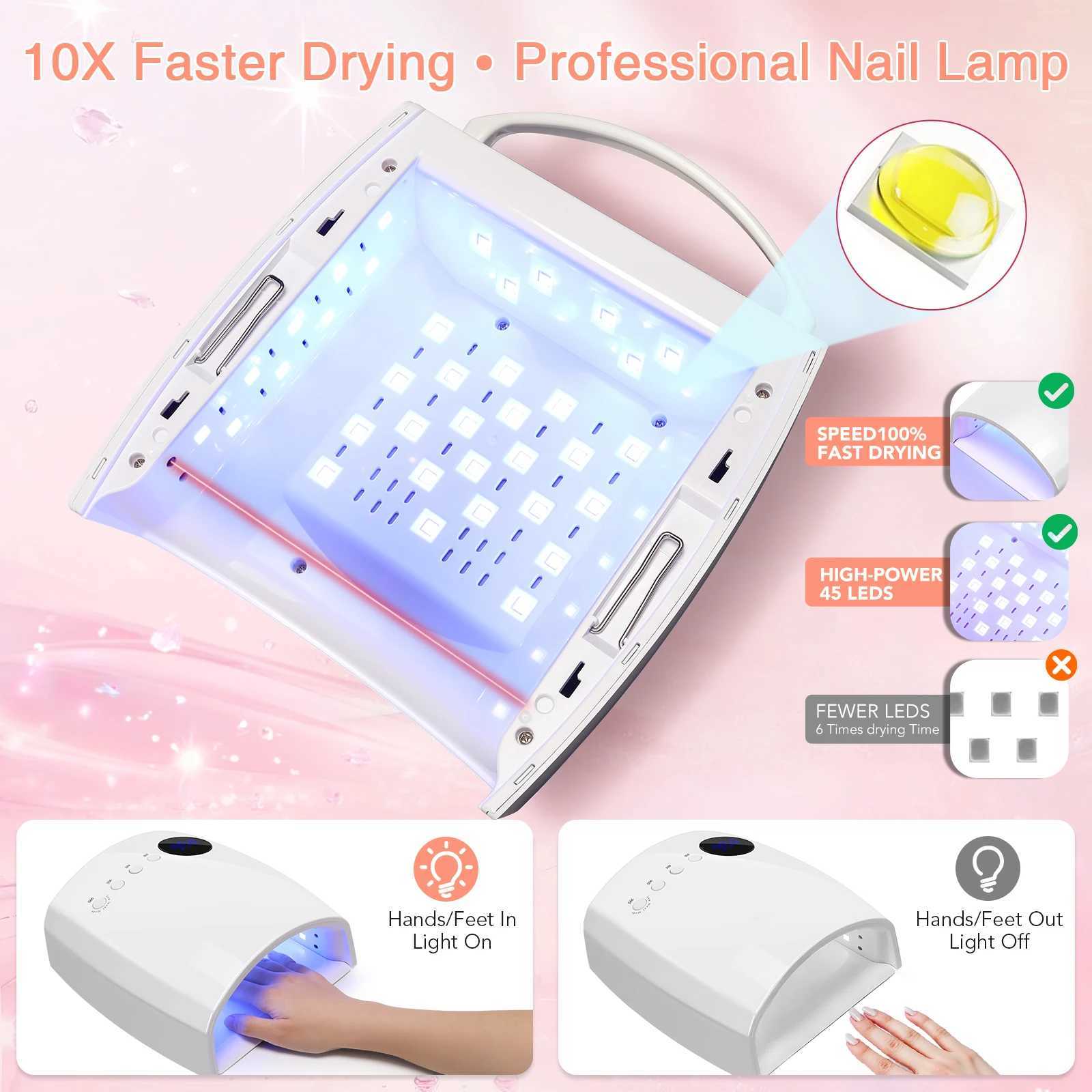 Cordless Rechargeable Nail Lamp with Handle 4 Timers Low Heat Mode Large Space UVLED Gel Dryer 2500mAh J251115