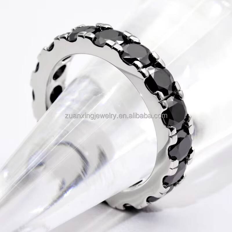 S925 Sterling Silver Black Moissanite Prong Setting 45ct Unisex Ring General Purpose GRA Certified Spot Wholesale Elegant
