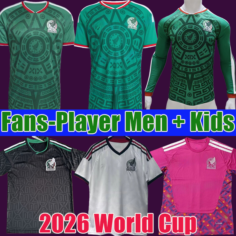 2026 Green Mexico jersey World Cup Home away Kit soccer jerseys A. VEGA C. HUERTA L. ROMO RAUL football shirts men kids kit set Pink Black White Special Third goalkeeper set