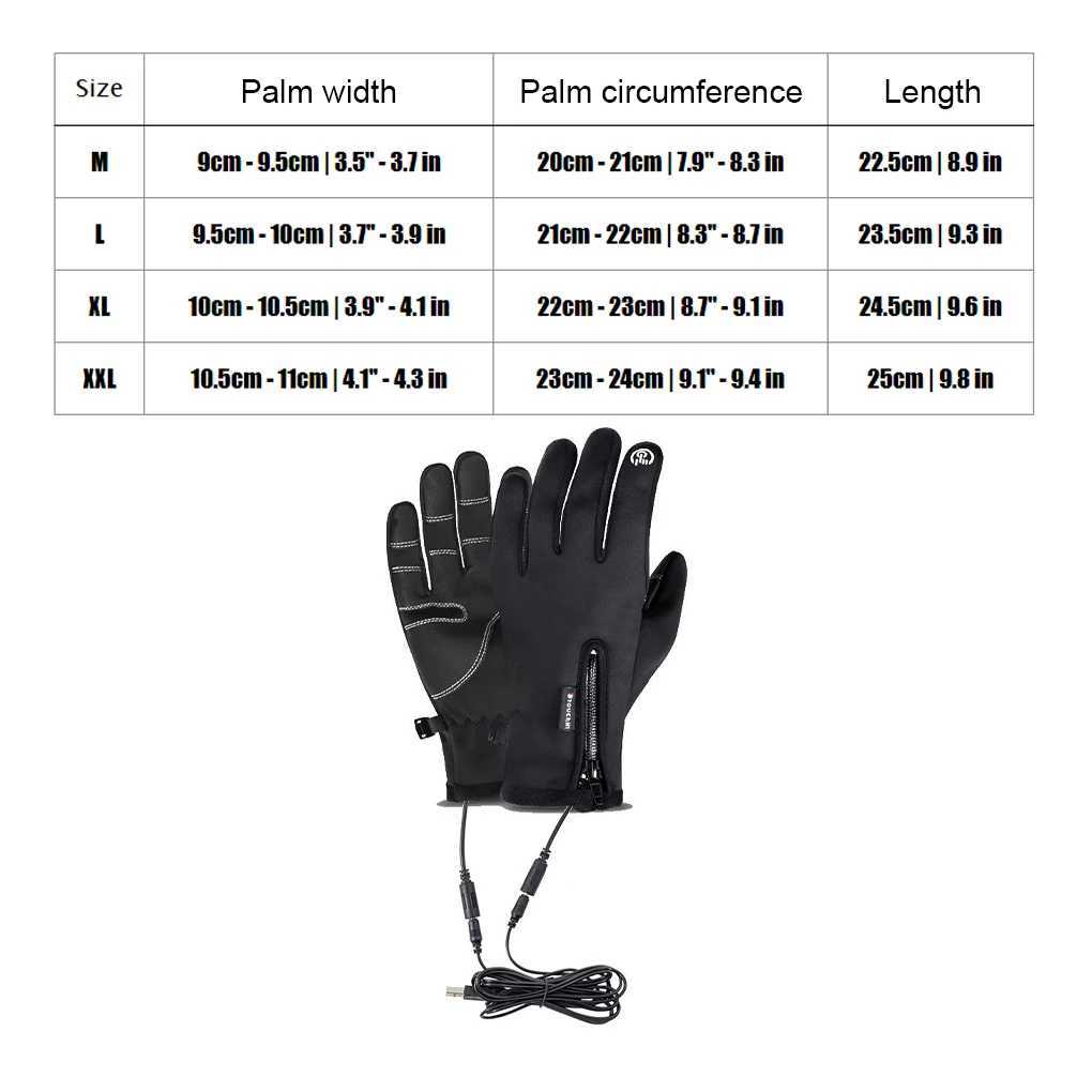 Heated Gloves Touchscreen Warm Gloves USB Eletric Thermal Heat Gloves Winter Warm Outdoor Cycling Driving Motorcycle Cold Gloves J251029