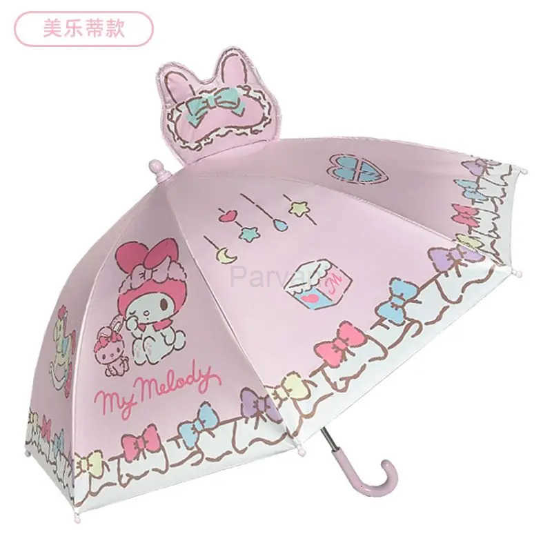 Sanrio Sanrio MINISO Hello Kitty Cartoon Long Handle Umbrella Windproof Umbrella Anime Student Rain and Sunny Dual Use Umbrella Durable L251029