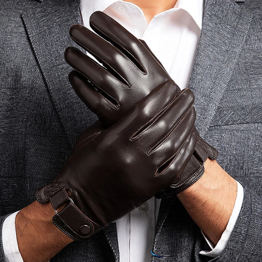 Winter Autumn Genuine Leather Gloves Men Sheepskin Warm High Quality Windproof Business Male Guantes Touch Screen Driving Mitten 251013