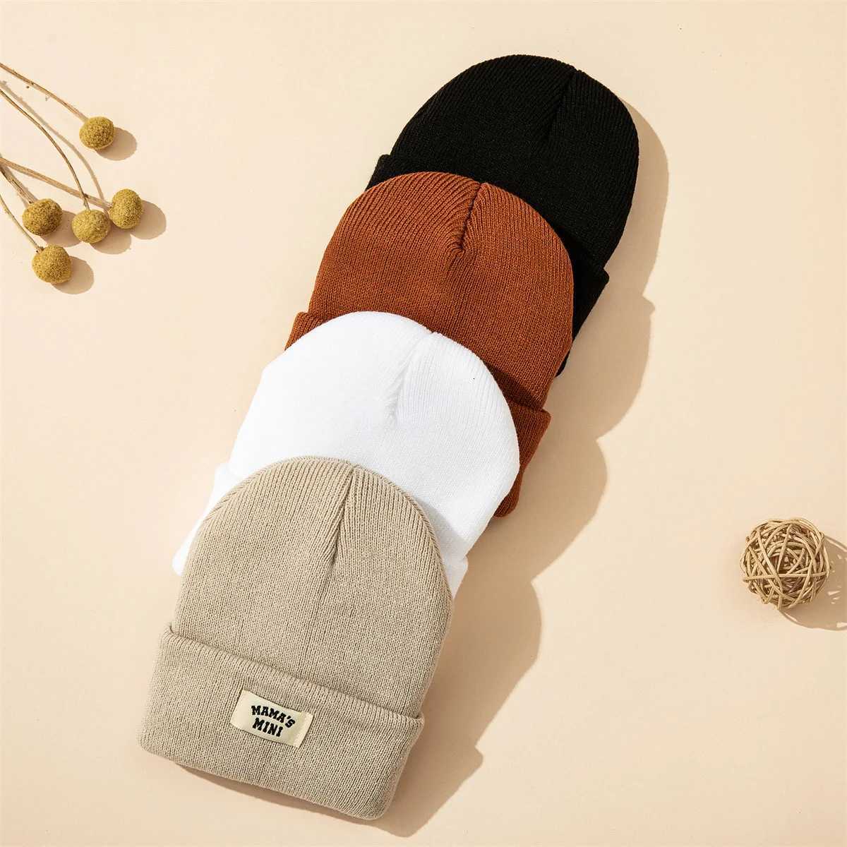 3pcsset Hot sales Autumn and Winter Warm 024 Month Kids Cap With Letter Boy Girls Soft Knitted Hat Children Head Accessories251028