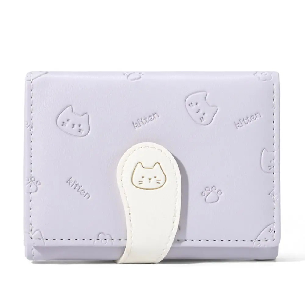 Kitten Print Wallet 5 Color Money Bags Short Cute Small Purse Womens Student Card Holder ID Bag Card Holder Coin Purse 251029