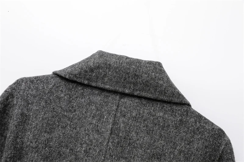 womens wool blend lapel with belt double breasted woolen coat trench 251028