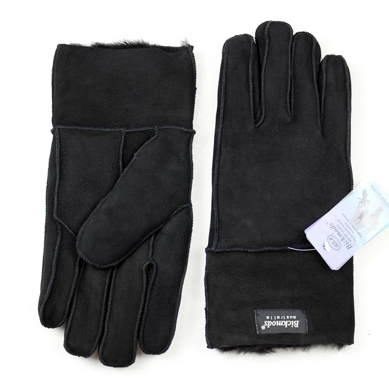Winter Warm Sheepskin Fur Gloves Men Thickened Outdoor Motorcycle Riding Windproof and ColdProof Leather Points Wool 251013