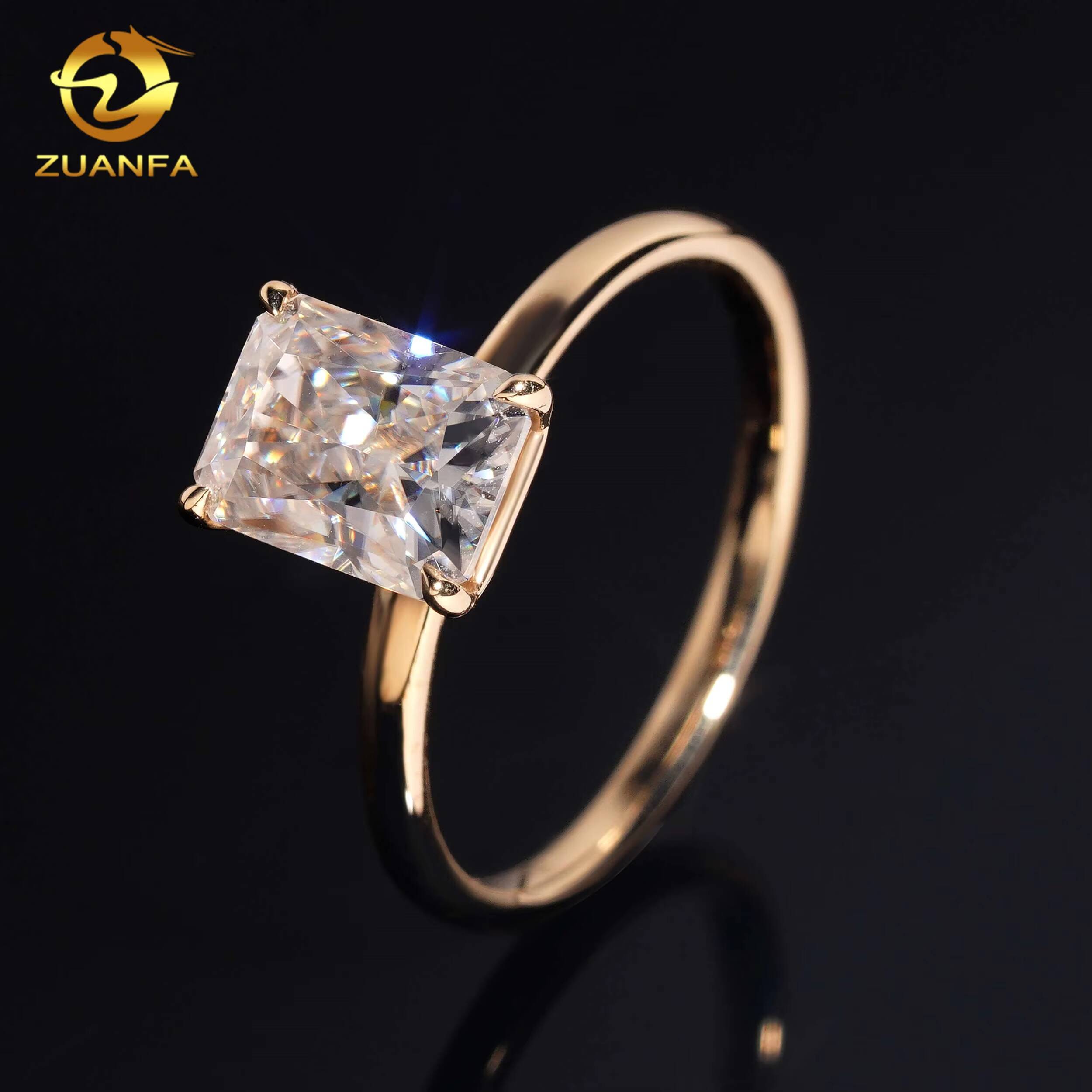 Custom Solitaire Radiant Cut Moissanite Pass Diamond Test Real10K 14K 18K RoseYellowWhite Gold Wedding Engagement Ring