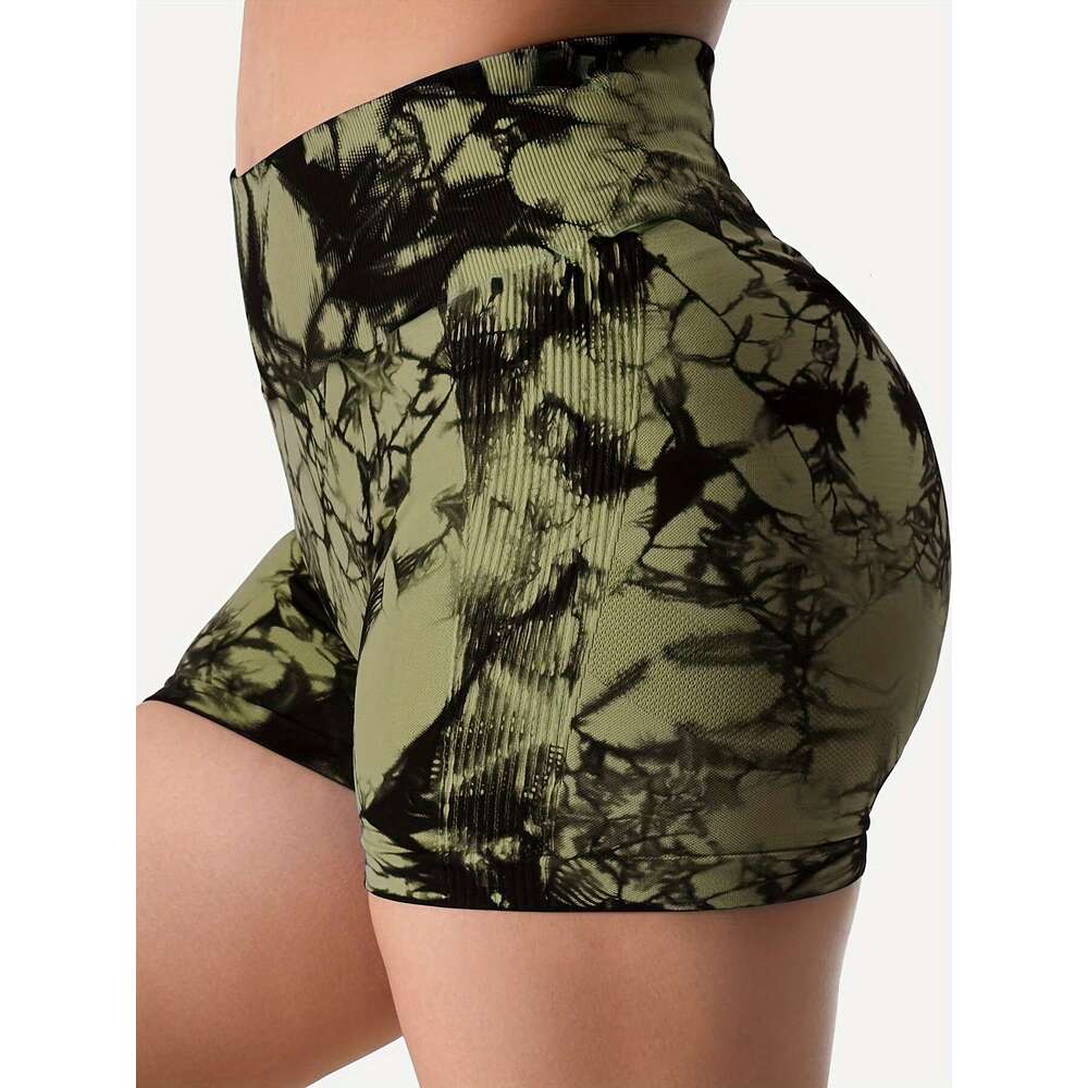 9pcs Tie Dye Workout Shorts for Women, Scrunch Butt Lifting High Waisted Yoga Gym Seamless Booty Biker Shorts, Women's Activewear