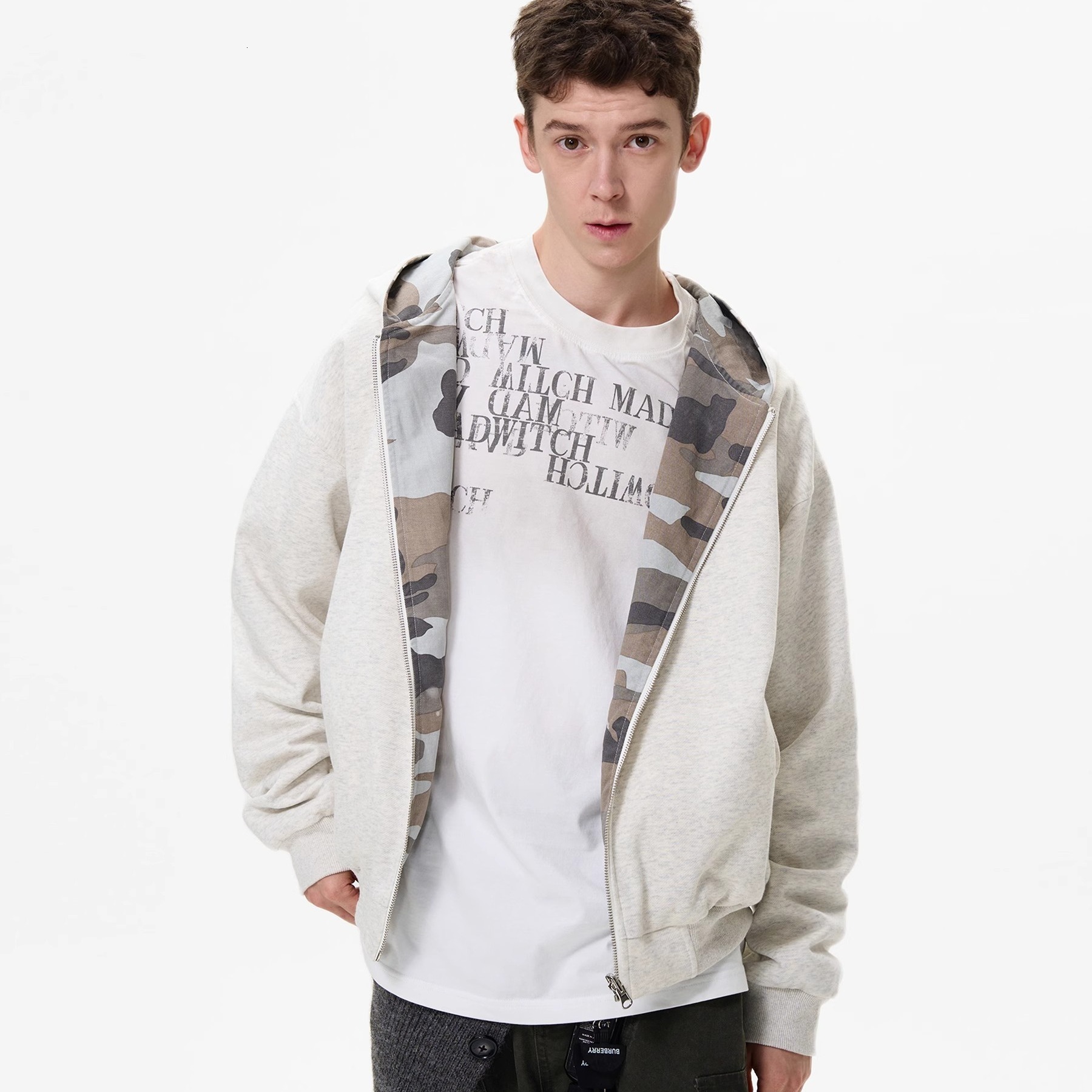 Streetwear American Style Designer Jacket Jacket Camouflage Reversible Cardigan Hooded Sweatshirt Men's Loose Casual Couple Jacket
