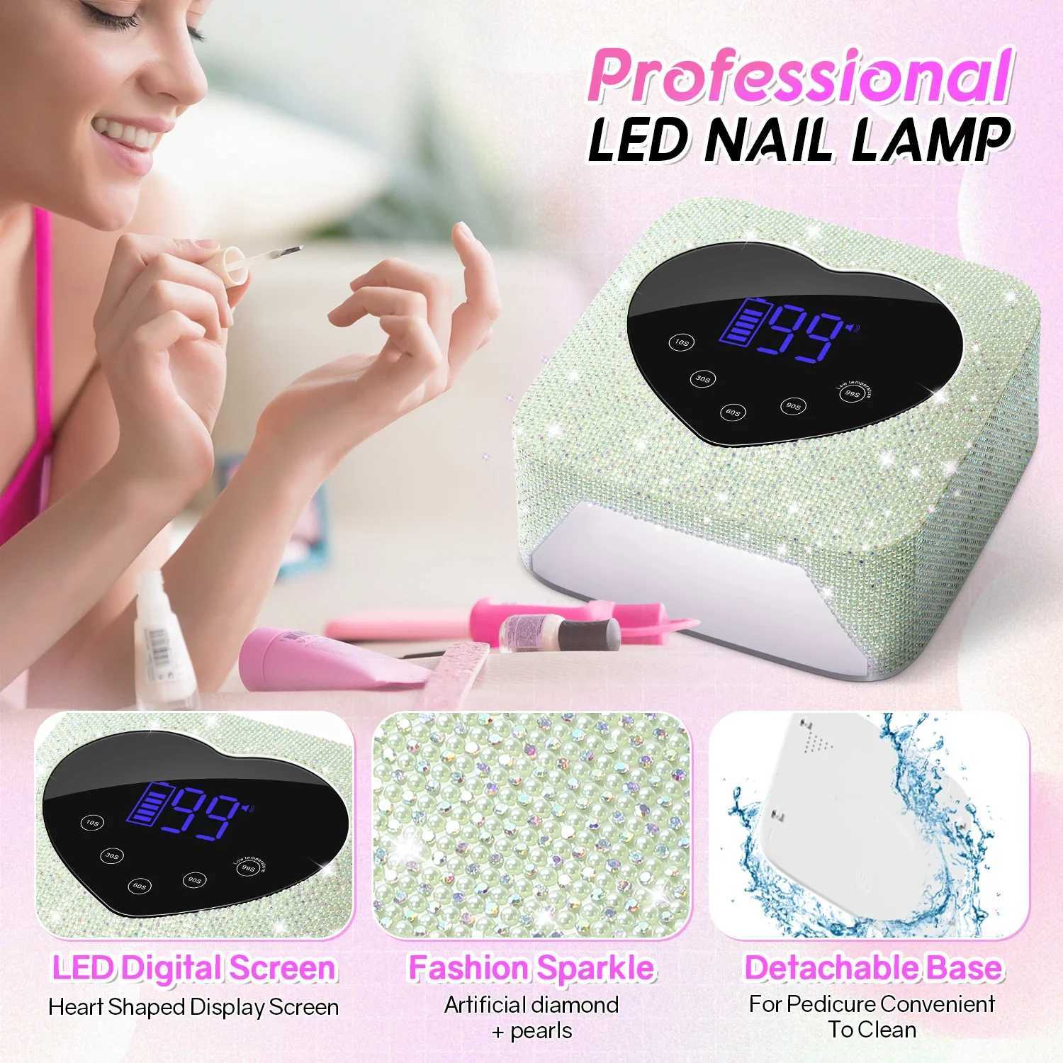 Professional Rechargeable 72W 30LEDs UV LED Portable Cordless UV LED Nail Lamp with 5 Timer Setting and Smart Sensor Nail Dryer J251115