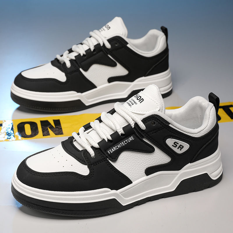 Free Shipping 2025 New Casual Sneakers Men design Thick Sole Pu Leather Skateboard Shoes with box
