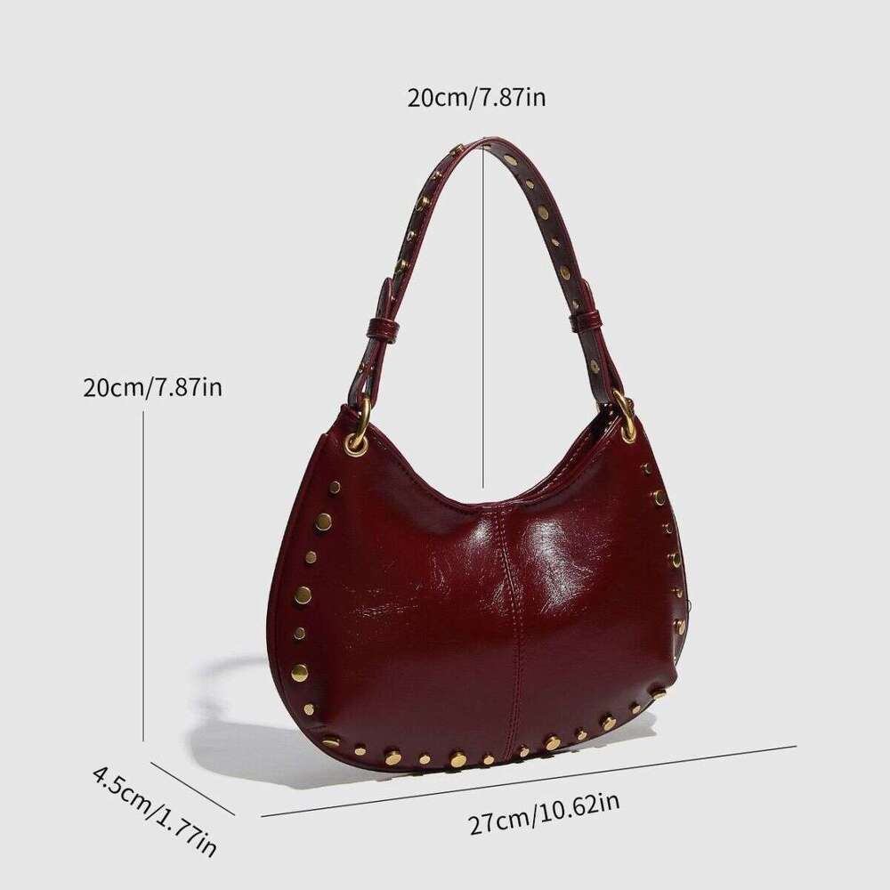 Designer Bags Fashion Rivet decorated magnetic buckle underarm single-shoulder crossbody bag saddle bag