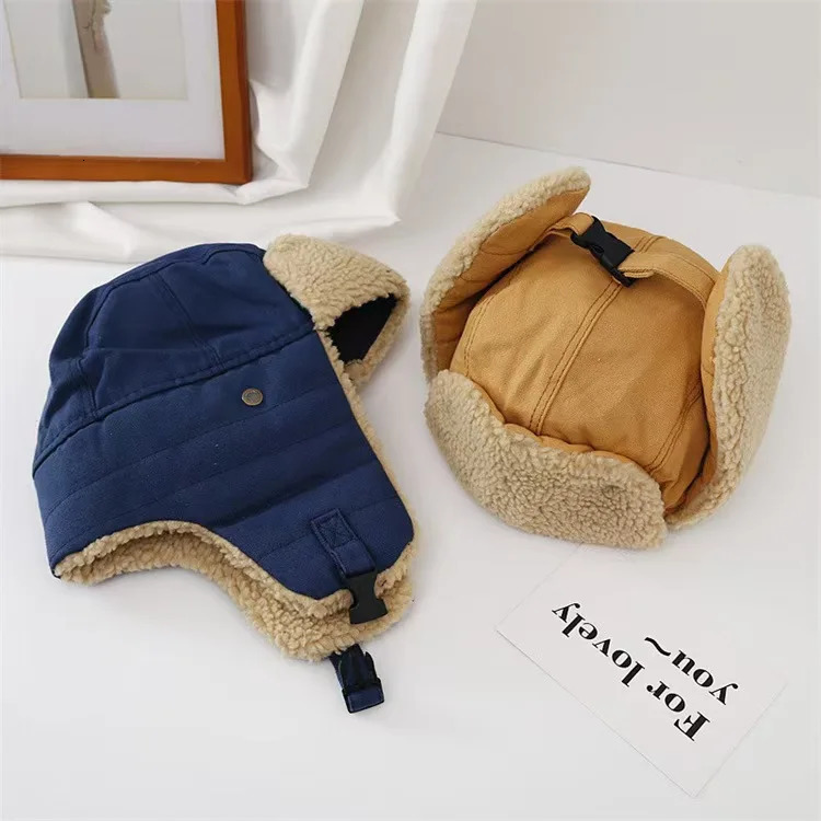Unisex Winter Hats with Ear Flaps Cotton Trapper Hat Windproof Ski Cap Buckle Closure Ushanka Outdoor 251029