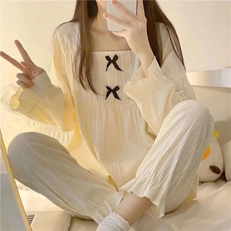 Pajamas Female 2 Sets Of Homewear Girls Spring And Autumn LongSleeved Trousers Sweet Student Princess Style Cute Set 251029
