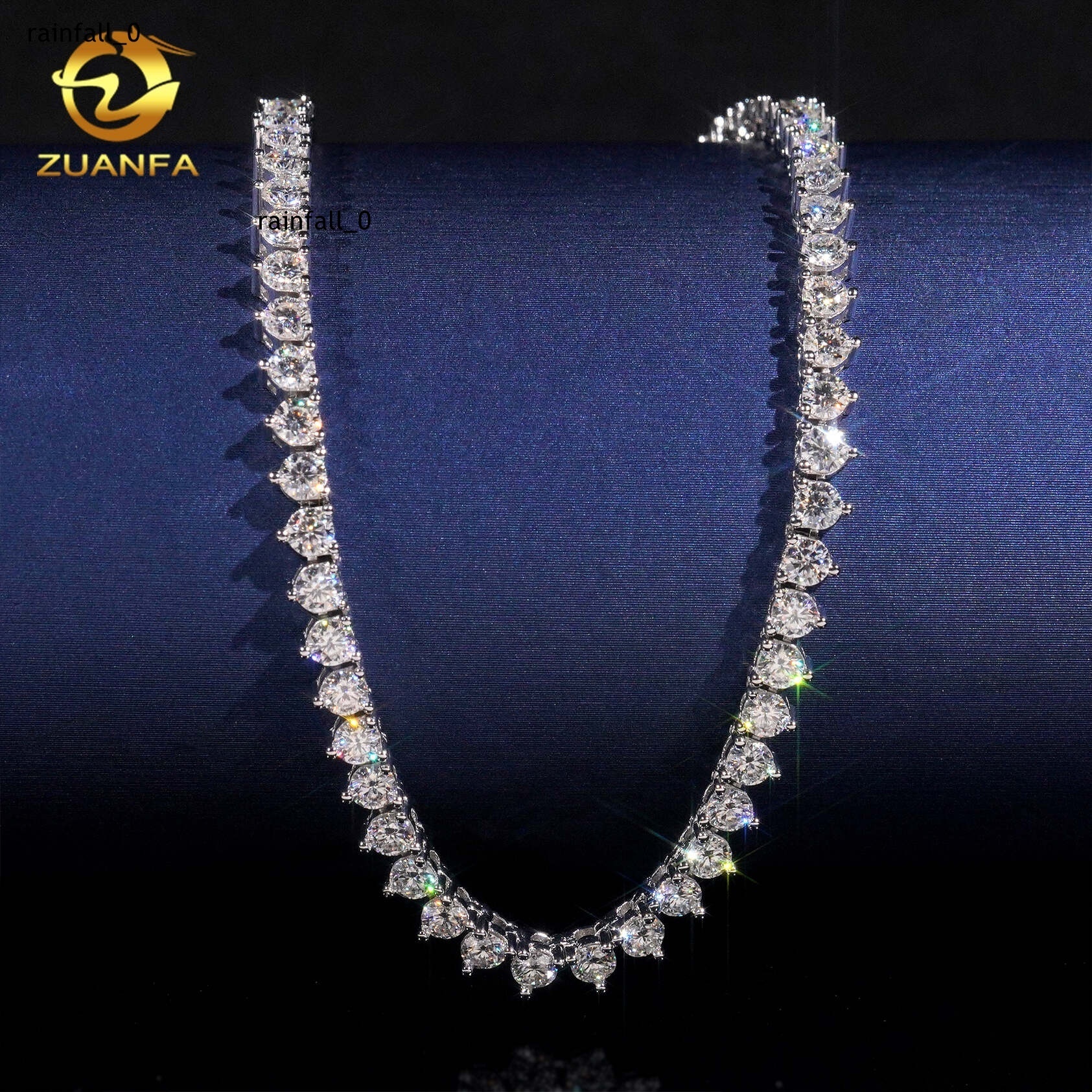 RTS Three Prong 3mm Necklace Silver 925 Vvs Moissanite Hip Hop Iced Out Fine Jewelry Tennis Chain