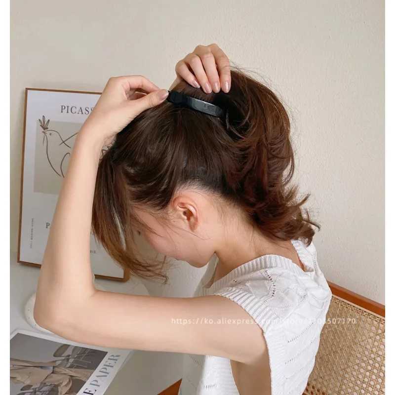 Anti slip banana clip with low hair volume vertical clipKorean FRANCE chocolate brown ponytail clipTwisted hair clipW251028