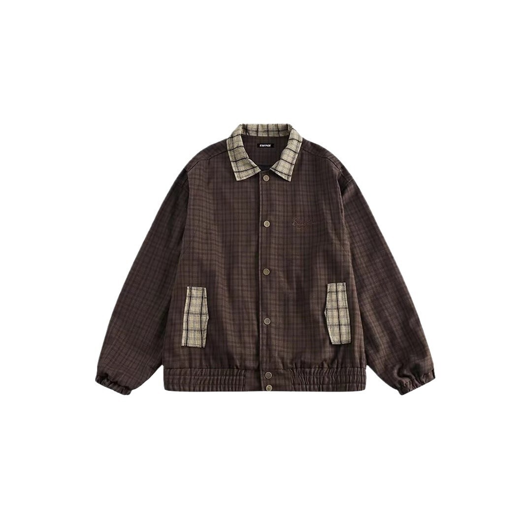 Spring And Autumn New Loose Casual Plaid Jacket For Men Designer Jacket College Style Trendy Brand Top Jacket