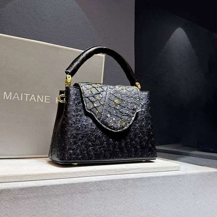 Designer Bags Designer Brand Fashion Leather Ostrich Print Handbag Shoulder Crossbody Bags For Women Sac Main Femme Hot Selling