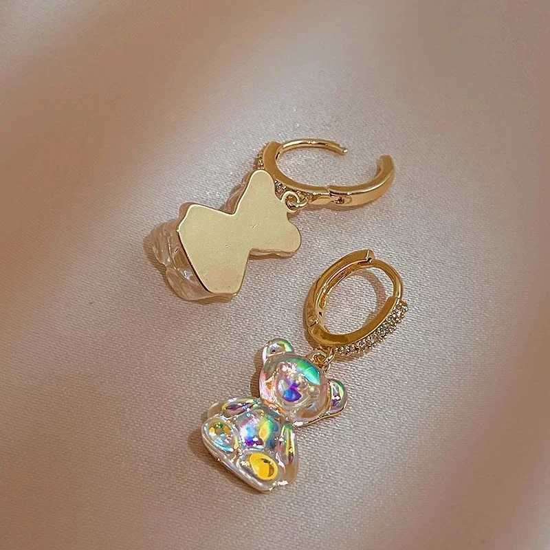 Cute Acrylic Candy Gummy Bear Dangle Earrings for Women Rainbow Bear CZ Hoop Earrings 2022 Korean Fashion Sweet Girl JewelryW251029