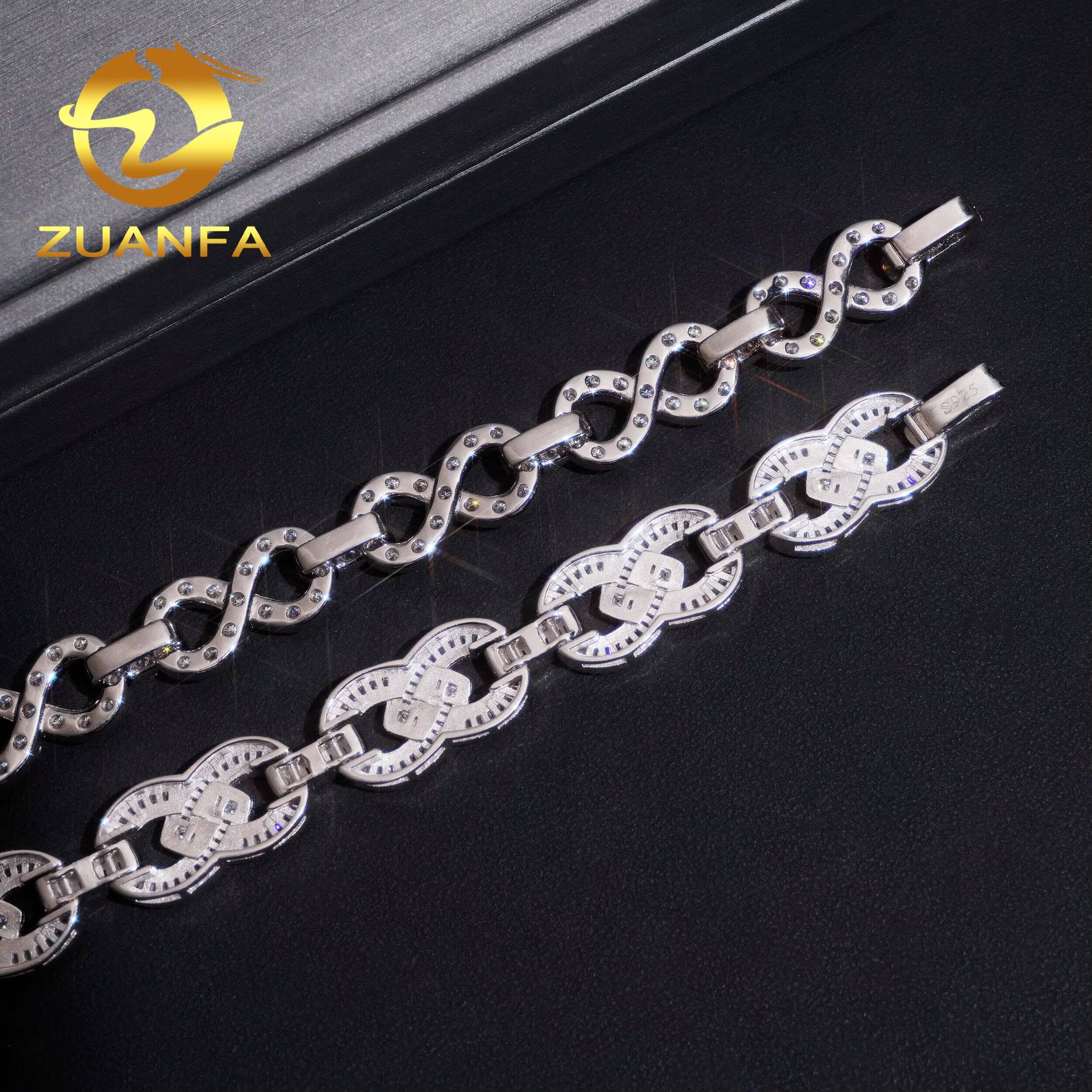 Hip Hop Jewelry 13mm 15mm VVS Moissanite Cuban Link Bracelet 925 Silver Pass Diamond Tester Infinite Moissanite Bracelet