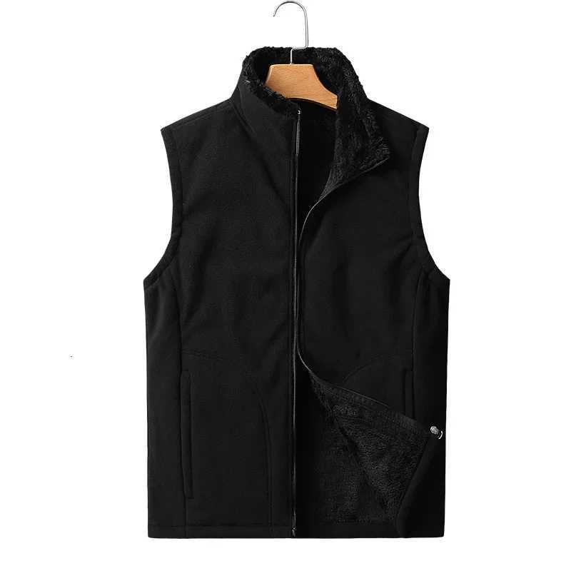 Vest velvet wool Gilet Autumn Winter Casual Sleeveless Jacket Men Warm Fleece Mens Vest Jacket 8XL Black Thick Sleeveless Mens W251029