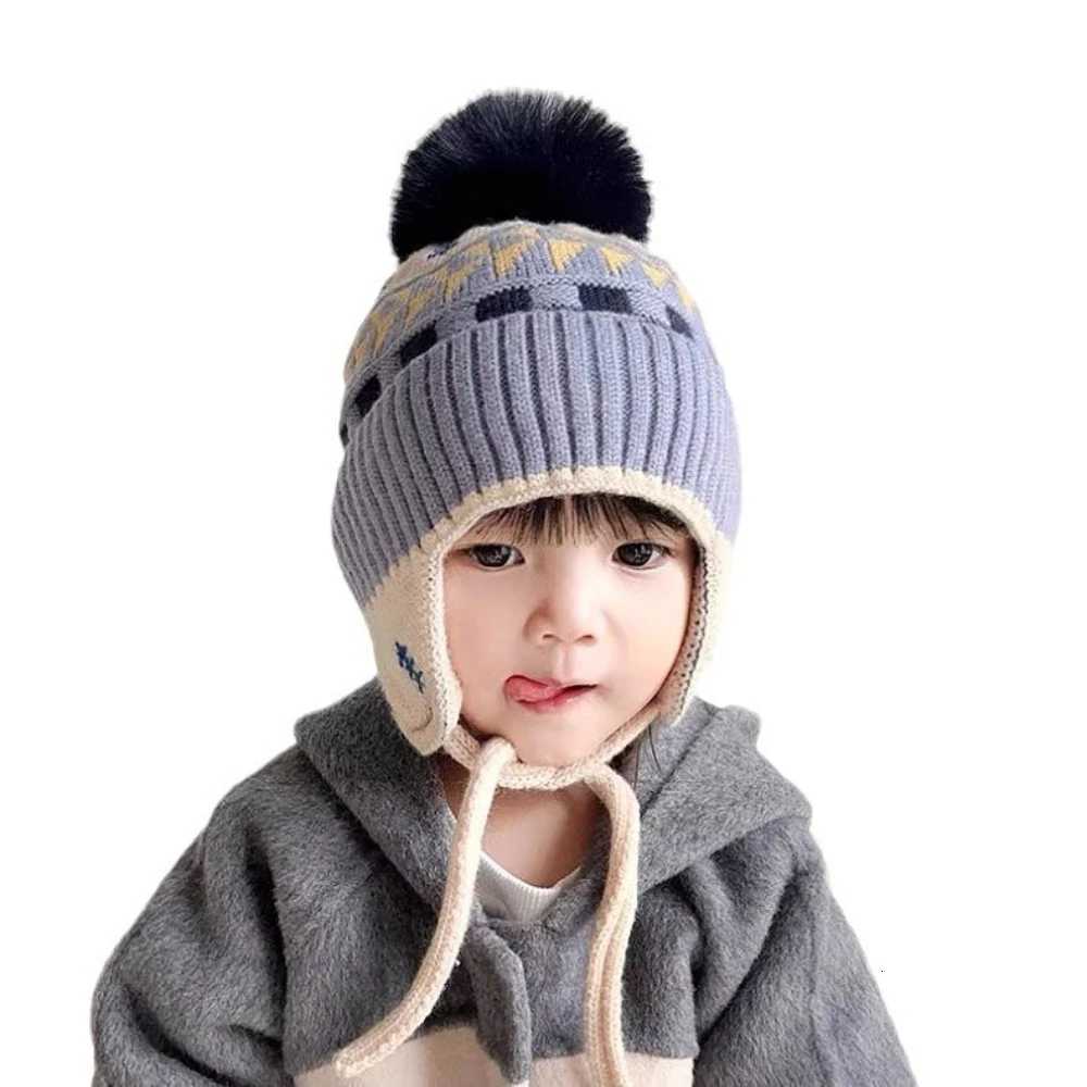 Kids Winter Fleece Hat Cute and Warm Toddler Knitted Earmuffs Soft Newborn Hat Koreanstyle Warm Student Beanie MINISO251028
