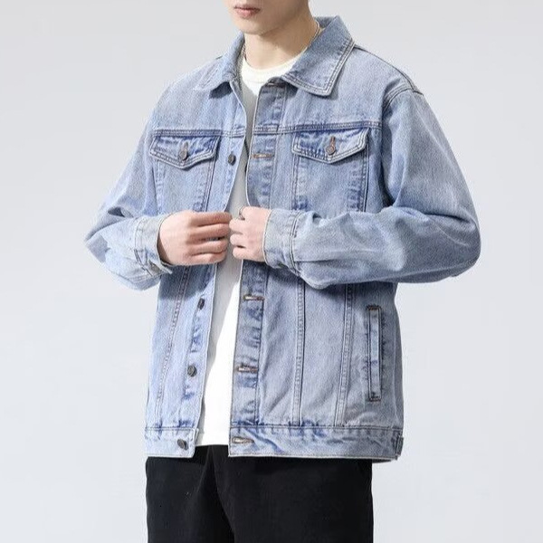 Autumn New Men's Denim Designer Jacket Jacket Trendy Loose American Style Washed High Street Casual Jacket Plus Size Men