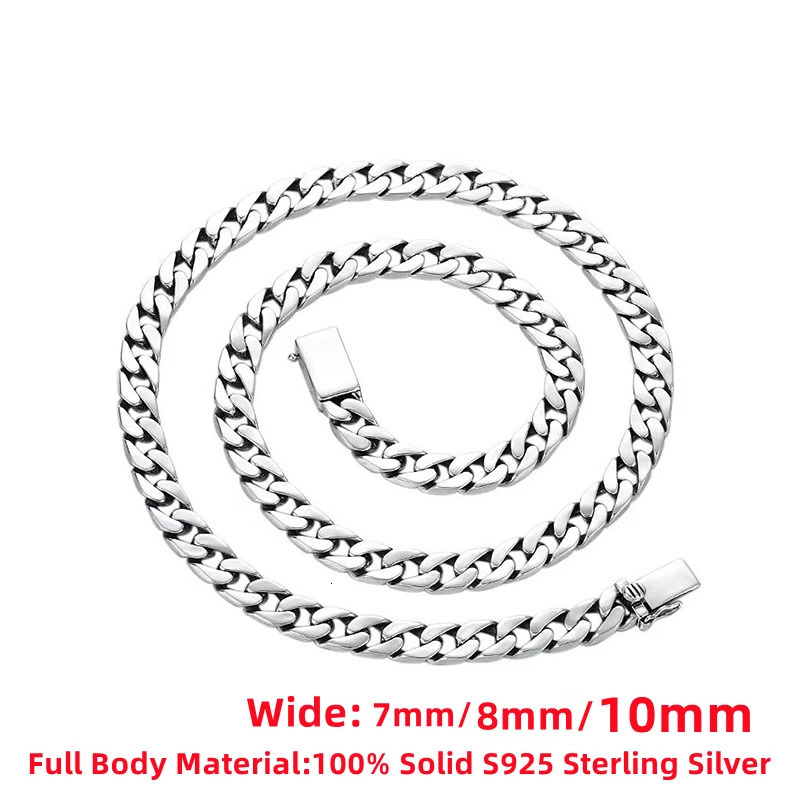 925 Silver Chains Original Certified Cuban Chain 925 Solid Silver Necklace 251013