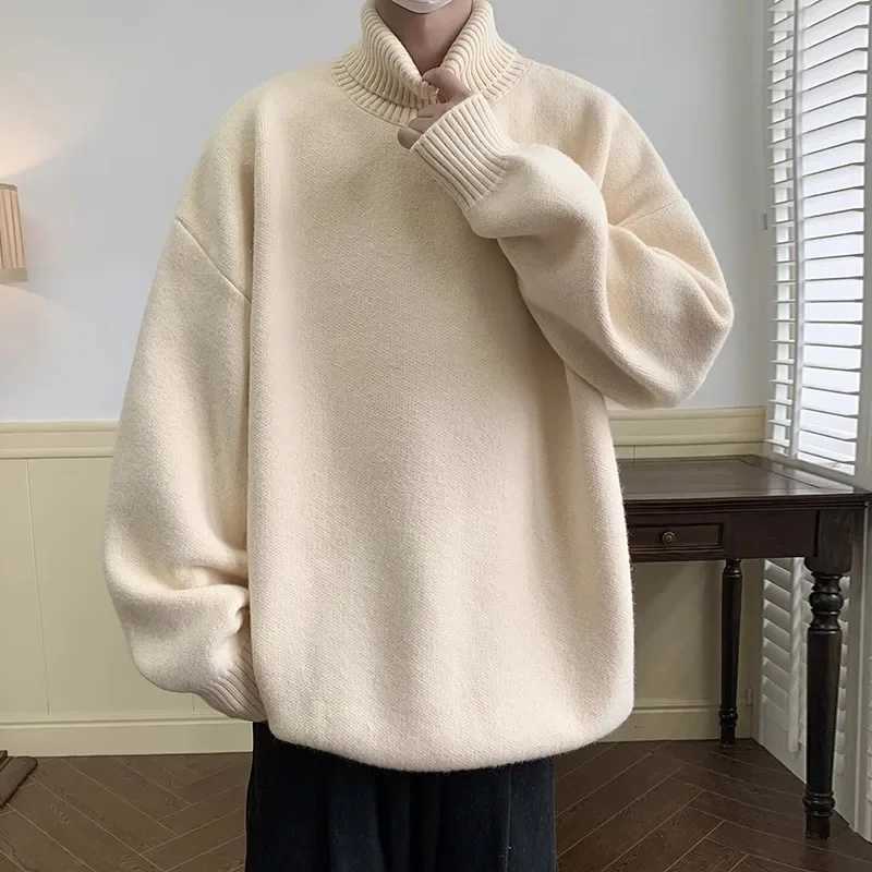 Autumn Winter Loose Casual Turtleneck Sweater Men Fashion Knitted Pullovers Men Solid Color Warm Harajuku Knitting Sweaters Man J251029