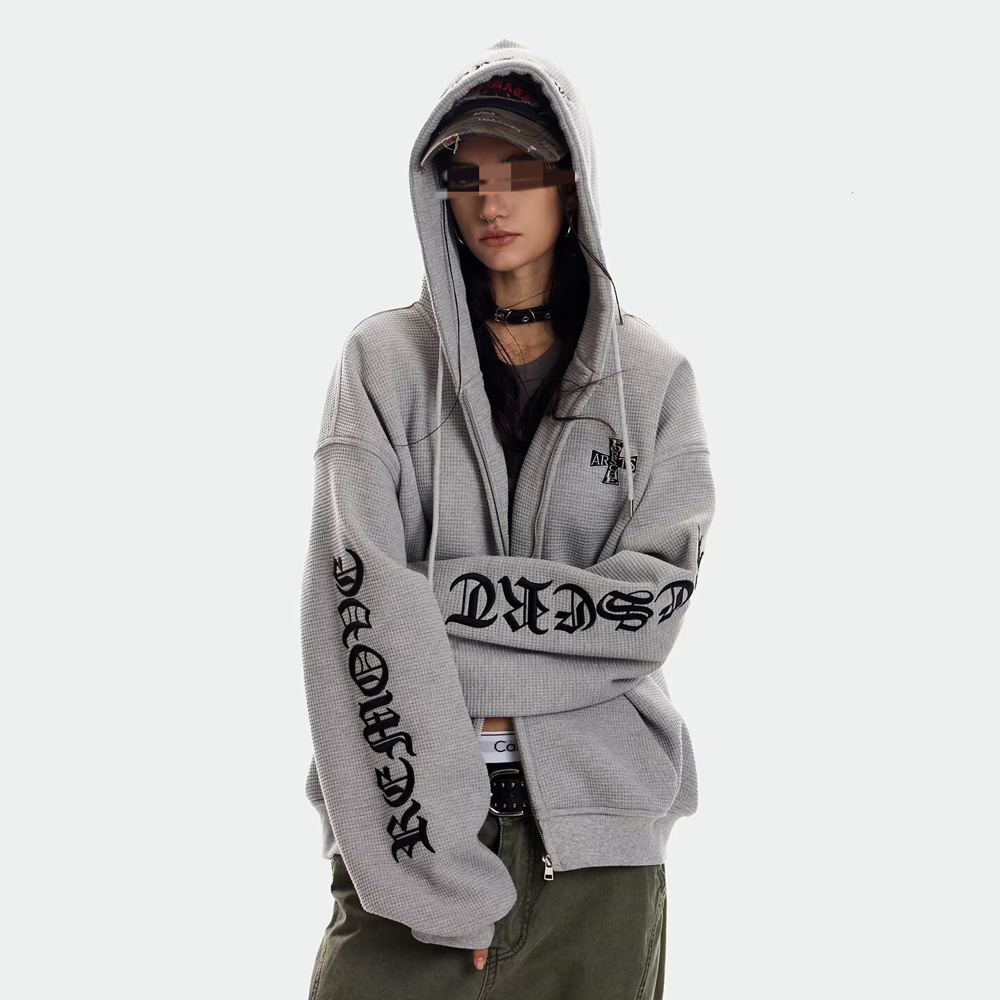 American designer fashion brand INS hooded cardigan wool sweater for men and women, new loose zipper waffle casual jacket for youth