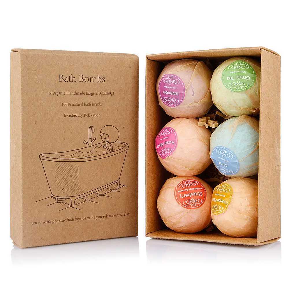 6Pcs Aromatherapy Bubble Bath Bombs with Coconut Oil Gift Bath Fizzies L251029