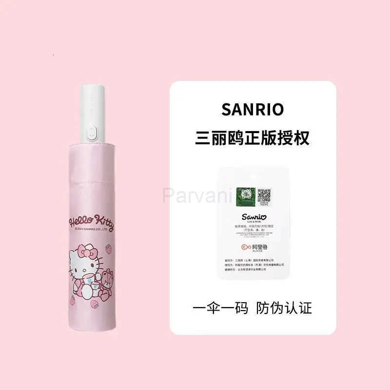 Sanrio Kawaii Sanrio Hello Kitty Automatic Umbrella Super Cute Umbrella Sun Protection Sun Umbrella Girl Portable Folding Umbrella L251029