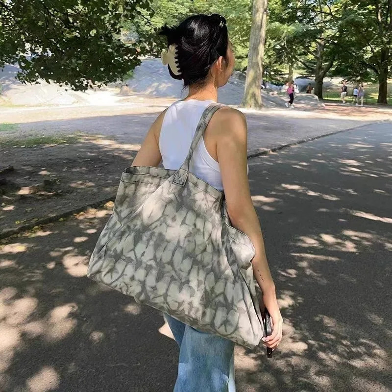 Yoga fitness canvas shoulder shopping bag with large capacity 251029