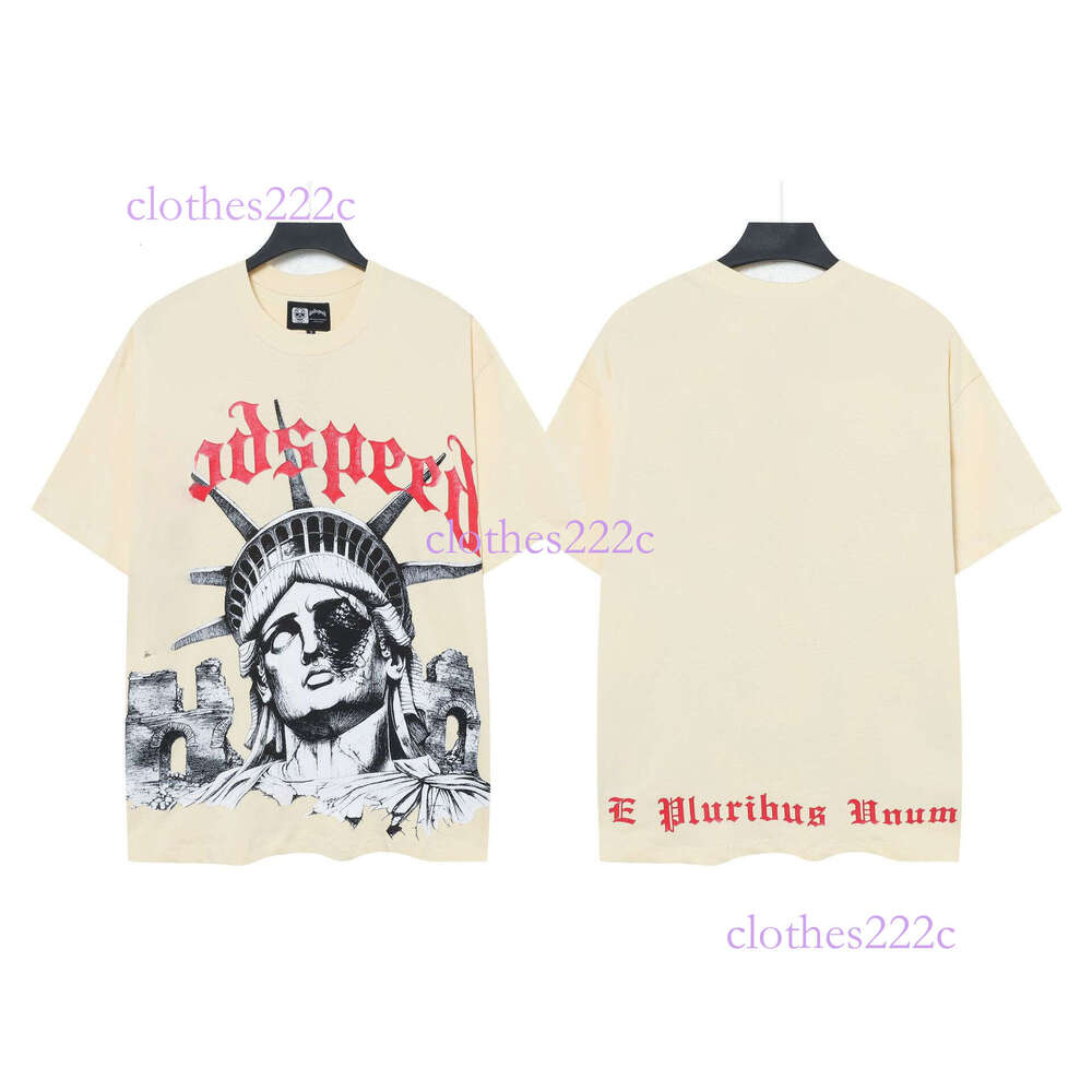 New High-End Printed Cotton Men's T-Shirt American Style Trendy Brand Short Sleeve Summer