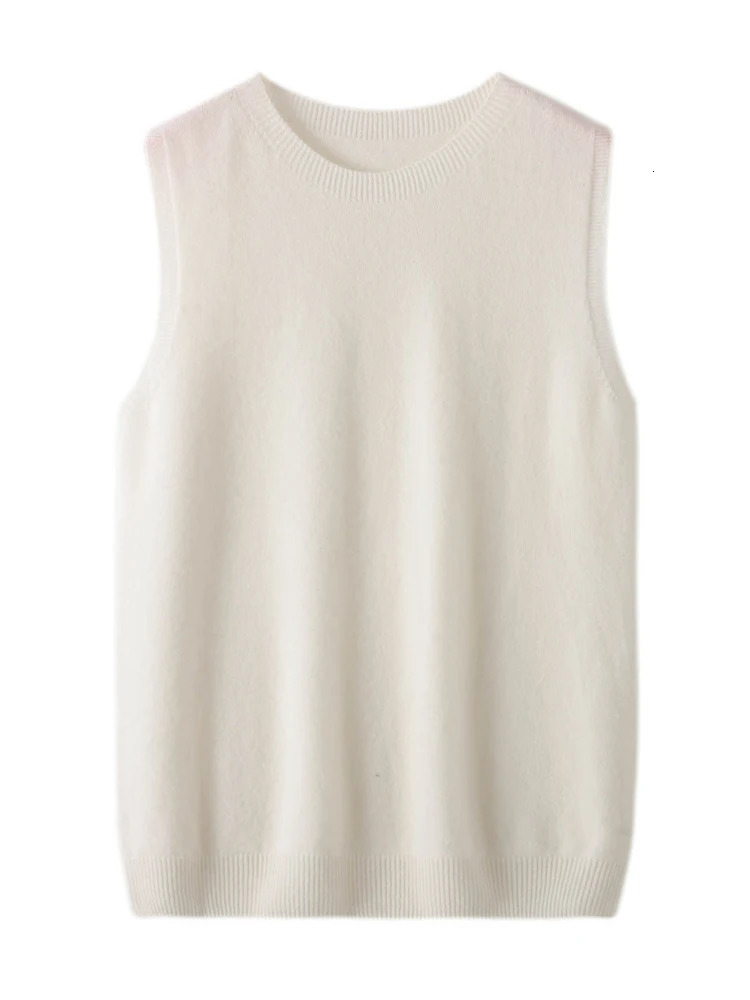 Women Oneck Sleeveless Sweater 100 Merino Wool Pullover Waistcoat Cashmere Knitwear Spring Summer Autumn Casual Vest 251029