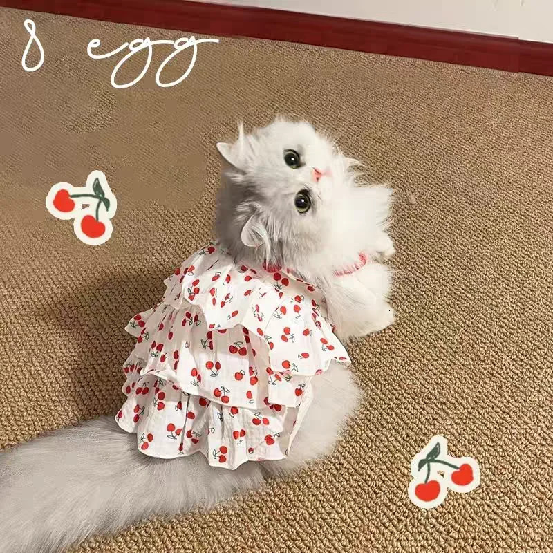 Pet Dress for Dogs Cats Layered Cake Style Printed Clothes Small Medium Breed Apparel Adorable Summer Outfit 251029