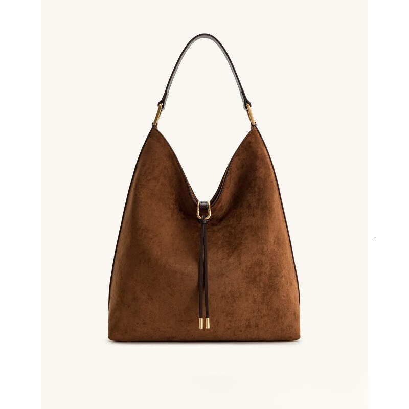 Genuine Hobo Tote Bag For Women Capacity With Golden Adjustable Strap Drawstring Closure, Brown