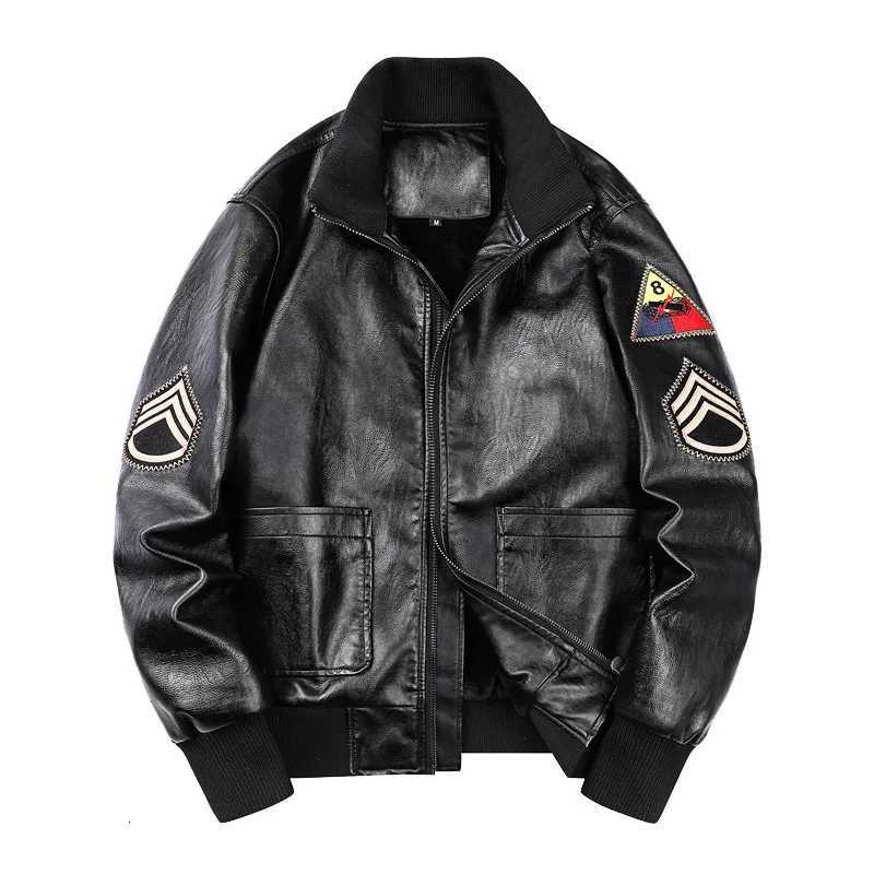 Spring Autumn American New Fashion Mens Casual Trendy Patch Work Zipper Stand Collar Faux Leather Jackets Male Clothes CoatsT251029