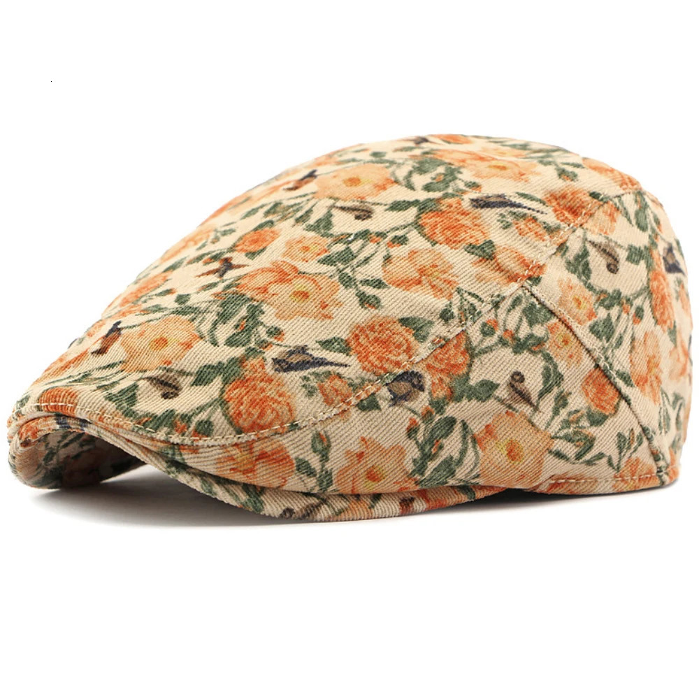 HT4405 Autumn Winter Hat Caps for Men Women Retro Floral Artist Painter Beret Adjustable Ivy Flat Cap Male Female 251013
