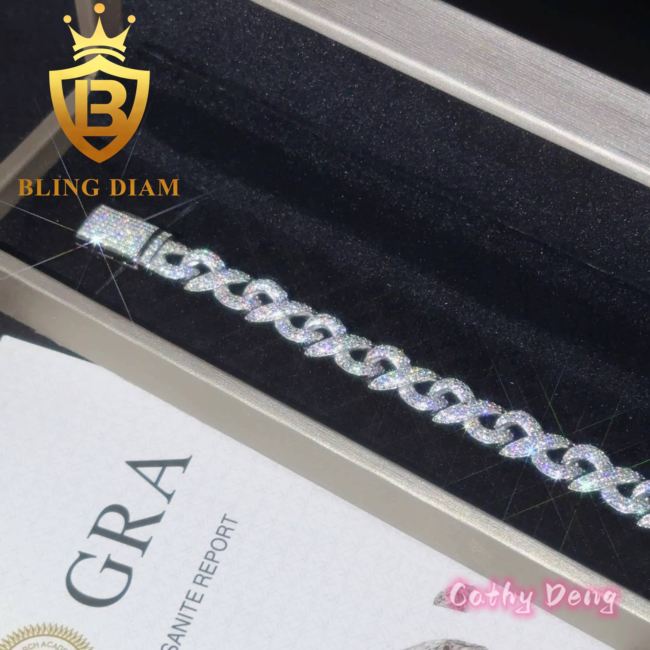 Ready Shipping 925 Sterling Silver Hip Hop Jewelry Infinite Moissanite Cuban Link Bracelet for Men and Women Pass Diamond Test