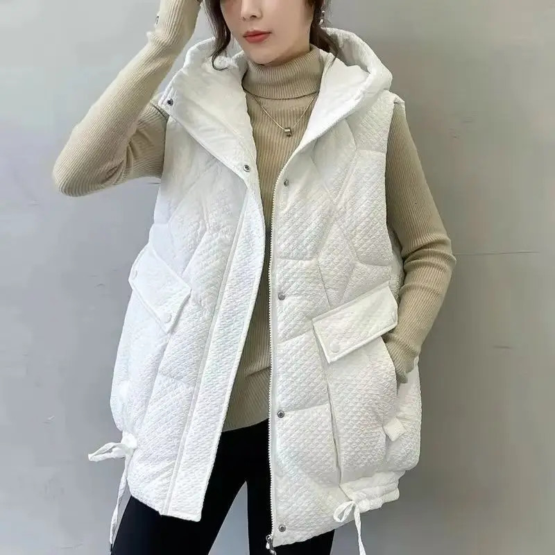 Womens Vest Jacket Down Cotton Autumn Winter Hooded Sleeveless Loose Female Waistcoat Snow Wear Parkas 251027