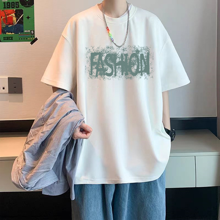 Free shipping for man A trendy brand of pure cotton men's printed short-sleeved T-shirt a new summer fashion and versatile round-neck T-shirt