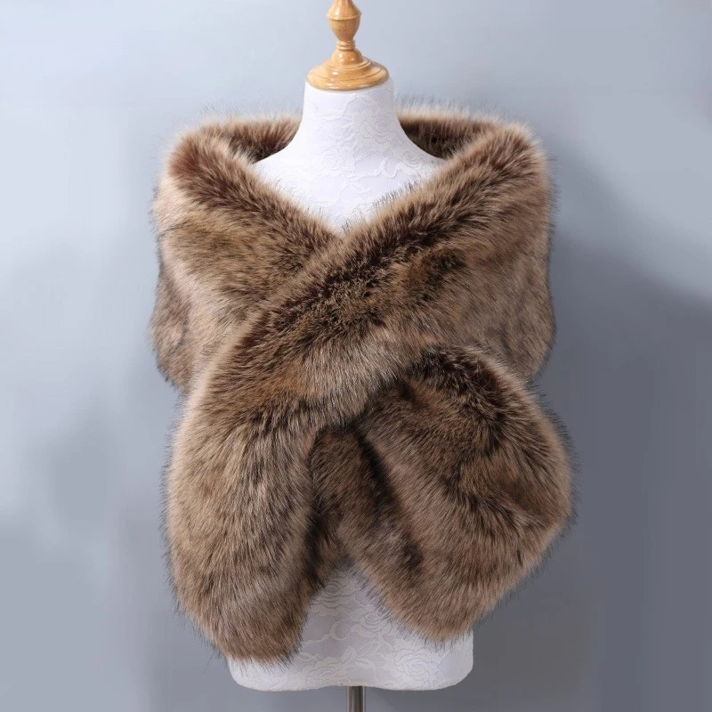 Autumn and Winter Womens Fur Hair Big Shawl Fashion Evening Dress Thick Cloak Neck Scarf Dual Use 251013