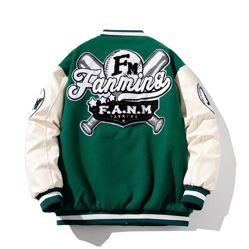 Winter Letter Baseball Jacket Men Women American Varsity Thick Warm Patchwork Hip Hop Coat Button Leather Sleeve Flocking 251028
