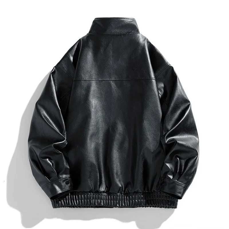 New Fashion Motorcycle Leather Jacket Casual Streetwear Multi Pocket Trend Outwear Men Bomber Pilot Retro Loose Pu Short CoatT251029